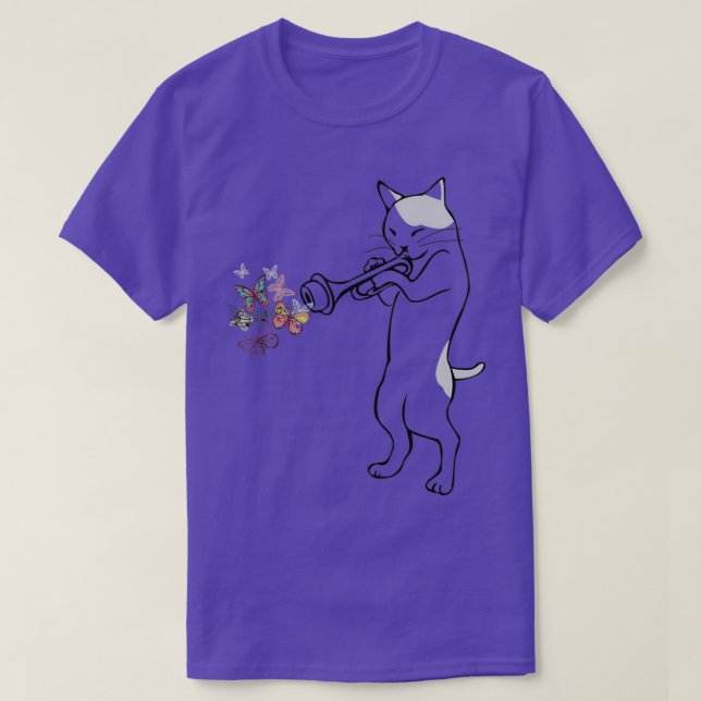 Camiseta Jazz Cat Playing Trumpet (Frente do Design)
