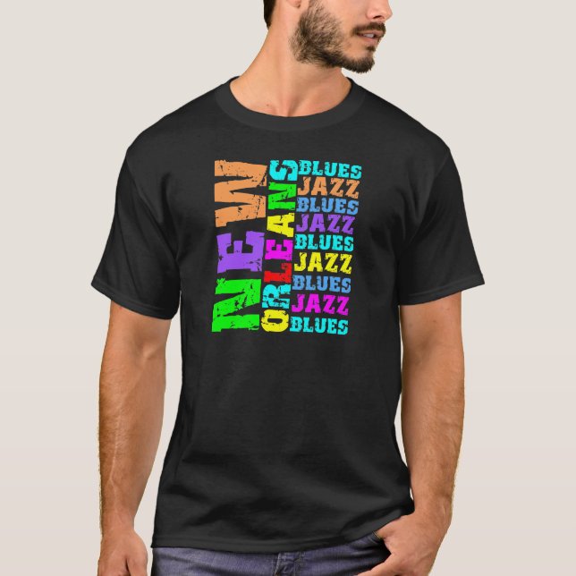 Camiseta Jazz e azuis de Nova Orleães (Frente)