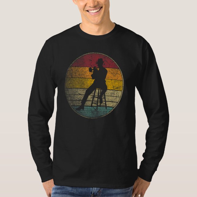 Camiseta Jazz  Fest Festival Sun Retro Music Trumpet Musici (Frente)
