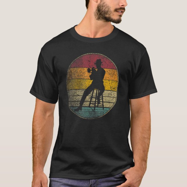 Camiseta Jazz  Fest Festival Sun Retro Music Trumpet Musici (Frente)