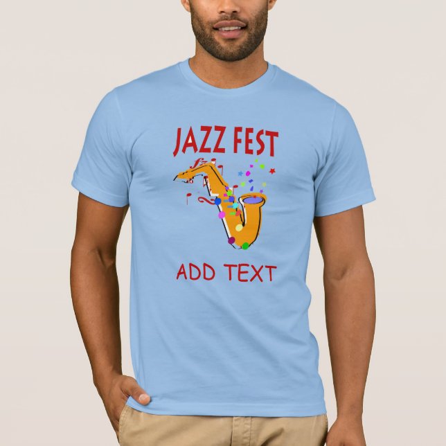 Camiseta Jazz Fest Sax, adicione nome (Frente)