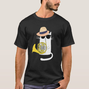 Camiseta Jazz Funk & Soul Gato Fofo e Legal Tocando Trompa