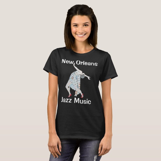 Camiseta Jazz Music Dancer, Nova Orleans, (Frente Completa)