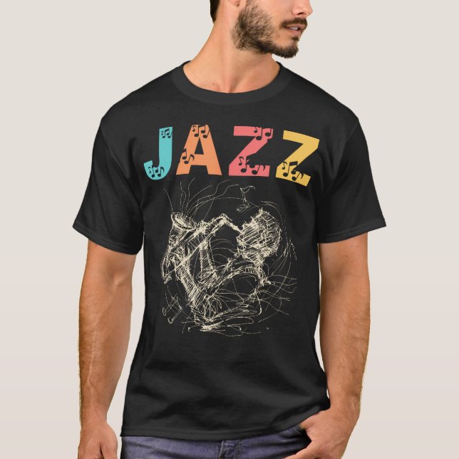 Camiseta Jazz Music Saxophone Concert Trumpet Piano Orchest (Frente)