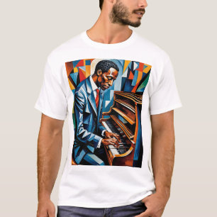 Camiseta Jazz Pianist Abstrato Musical Artística Tee