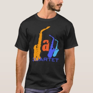 Camiseta Jazz Quartet Saxophones Letras Tee