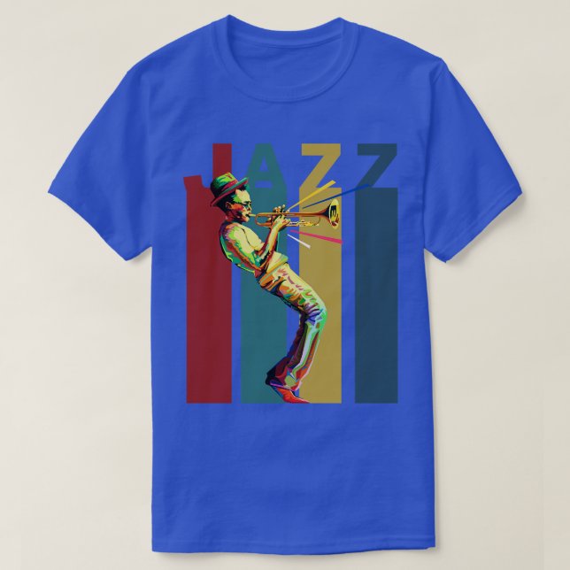 Camiseta Jazz Retro design com um trompete de jazz 1 (Frente do Design)