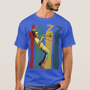 Camiseta Jazz Retro design com um trompete de jazz 1
