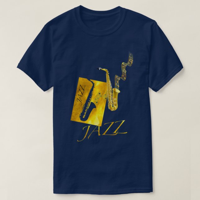 Camiseta Jazz Sax Saxofone Dourado (Frente do Design)