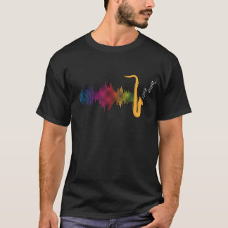 Camiseta Jazz Saxophonist Colorful Soundwave Saxophone