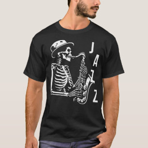 Camiseta Jazz Skeleton toca saxofone