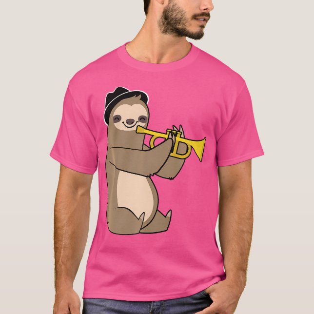 Camiseta Jazz Sloth Trumpet Encantado (Frente)