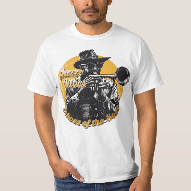 Camiseta Jazz Vibes: Echoes of the Soul (Frente)