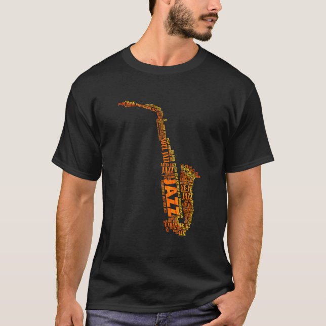 Camiseta Jazz Word Of Saxophone (Frente)