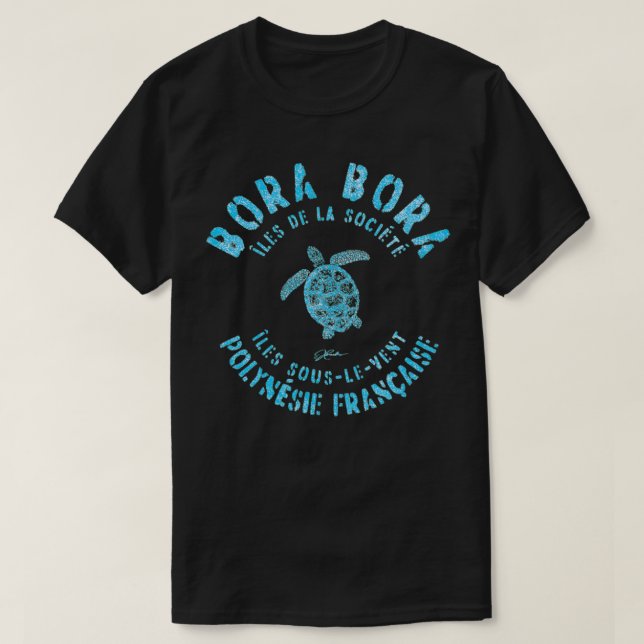 Camiseta JCombs Bora Bora, Polinésia Francesa, Tartaruga do (Frente do Design)