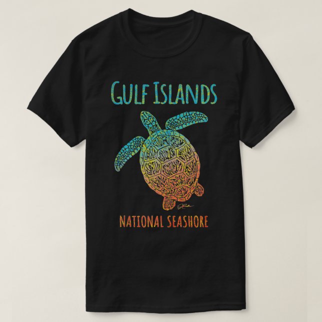 Camiseta JCombs Gulf Islands National Seashore, Sea Turtle, (Frente do Design)