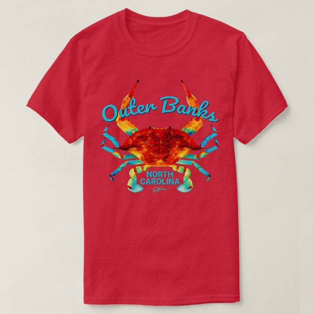 Camiseta JCombs Outer Banks NC Blue Crab (Frente do Design)