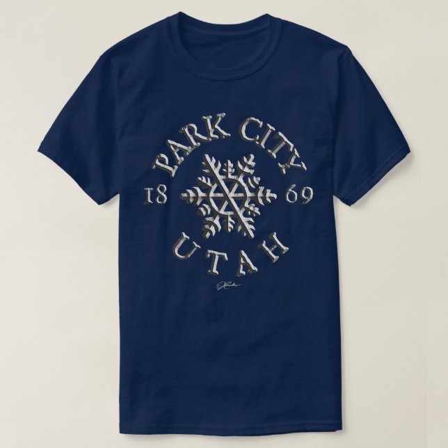Camiseta JCombs Park City, Utah, Floco de neve366 (Frente do Design)