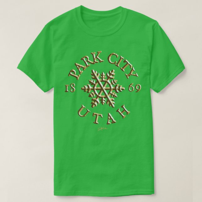 Camiseta JCombs Park City, Utah, Floco de neve 367 (Frente do Design)
