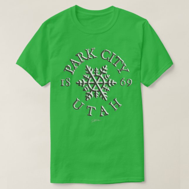 Camiseta JCombs Park City, Utah, Floco de neve 369 (Frente do Design)