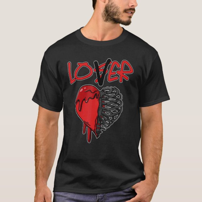 Camiseta JD 4 Red Thunder Driping Heart Thunder 4s Mat (Frente)