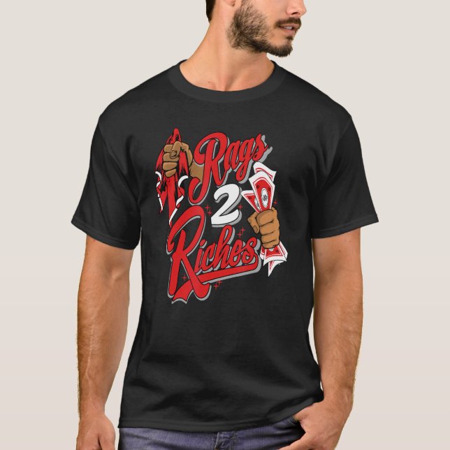 Camiseta JD 4 Red Thunder Rags 2 Riches Red Thunder 4s Matc (Frente)