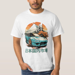 Camiseta JDM car with Japanese landscape on background