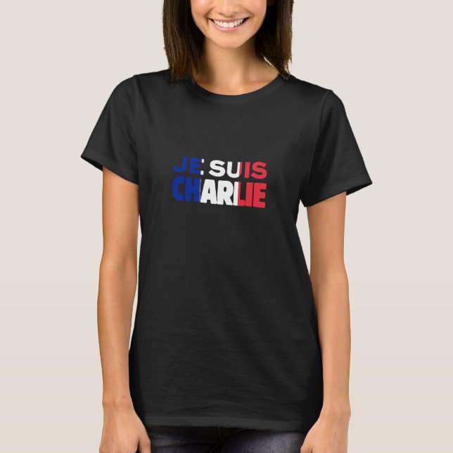 Camiseta Je Suis Charlie - eu sou Tri Cor de Charlie de (Frente)
