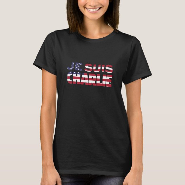 Camiseta Je Suis Charlie-I sou Charlie-Stars e Stripes EUA (Frente)