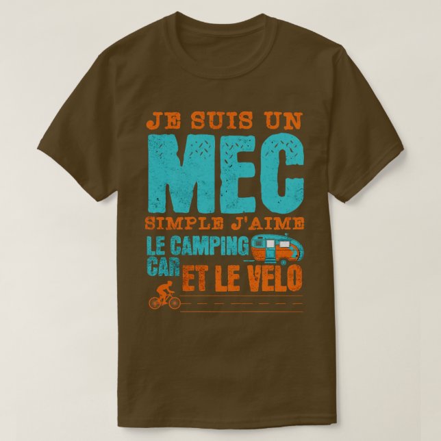 Camiseta je suis un mec simples jaime le camping et le moto (Frente do Design)