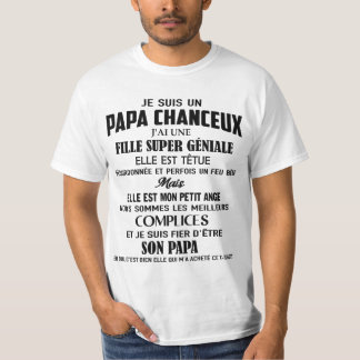 Camiseta je suis un papa chanceux j'ai une fille super géni