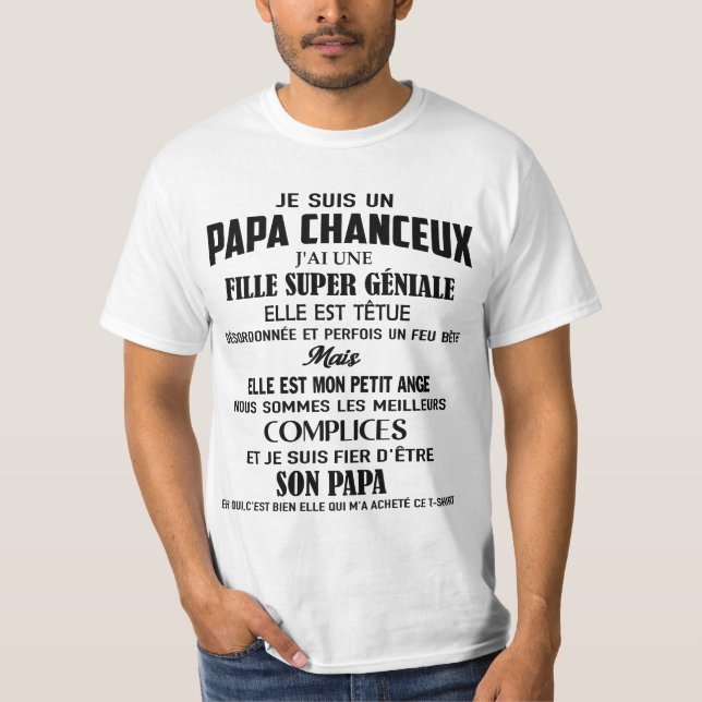 Camiseta je suis un papa chanceux j'ai une fille super géni (Frente)