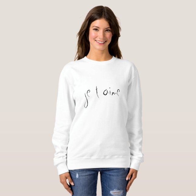 Camiseta Je t’aime eu te amo em francês branco gótico (Frente Completa)