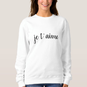 Camiseta 🖤 Je t’aime Eu te amo em francês Chic White