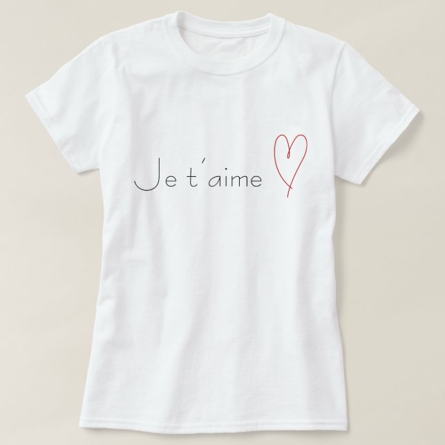 Camiseta Je t'aime (Frente do Design)