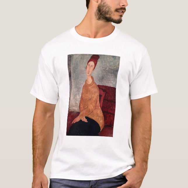 Camiseta Jeanne Hebuterne em uma ligação em ponte amarela, (Frente)