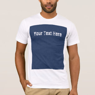 Camiseta Jeans Azuis Faux Camisa-T do Tecido com Texto Pers