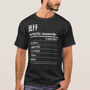 Camiseta Jeff Servindo Tamanho das Calorias do Rótulo de Nu