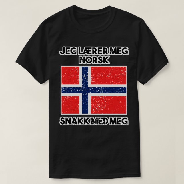 Camiseta Jeg Lrer Meg Norsk Learning Norueguês (Frente do Design)