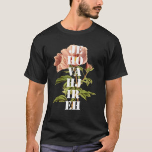 Camiseta Jehovah Jireh Cristão Gráfico Jesus Flor Retro