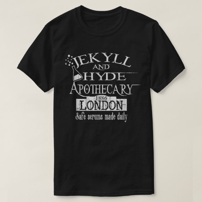 Camiseta Jekyll e Hyde Apothecary Doctor London 1886 Hall (Frente do Design)