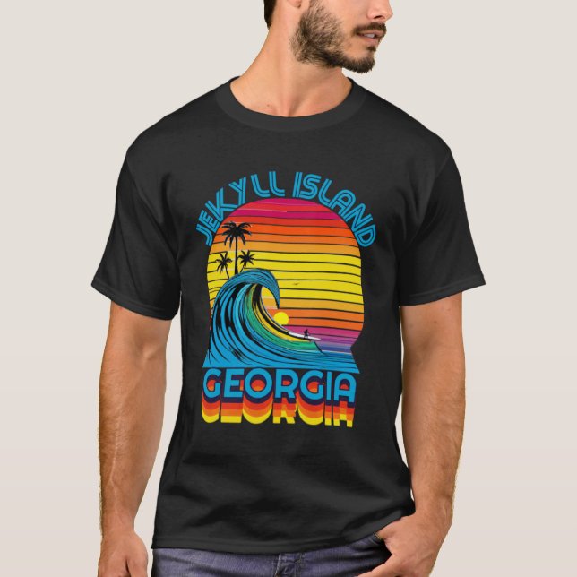 Camiseta Jekyll Island Georgia Retro Throwback Surf & Beach (Frente)