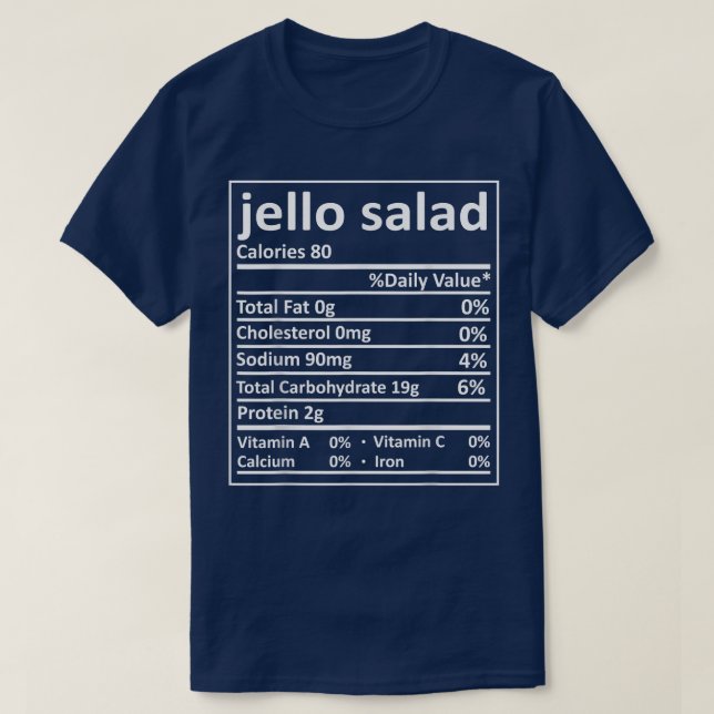 Camiseta Jello Salad Nutrition Fatos de Comida de Ação de G (Frente do Design)