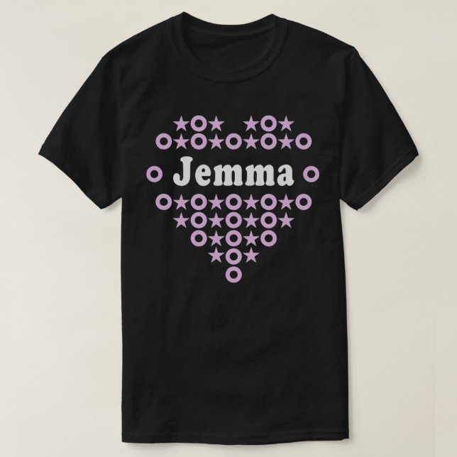 Camiseta Jemma Name for Girls Women Heart Hugs Stars for Ki (Frente do Design)