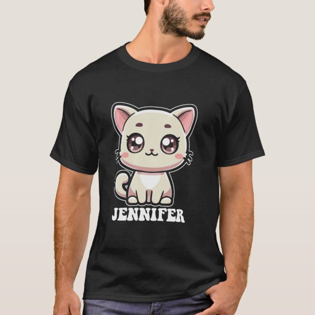Camiseta Jennifer Cute Kitty Cat Design para Nome das Rapar (Frente)