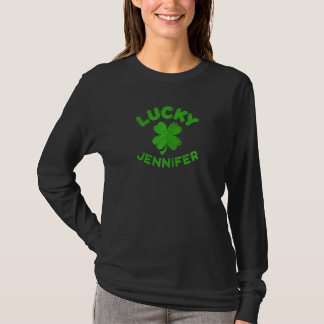 Camiseta Jennifer Irish Family Rua Patrick S Day Lucky Je (Frente)