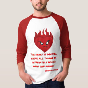 Camiseta Jeremiah 17:9 KJV Escritura de Bíblia 3/4 Masculin
