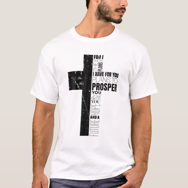 Camiseta Jeremiah 29:11 Bíblia cristã Verse Gifts Cross R (Frente)