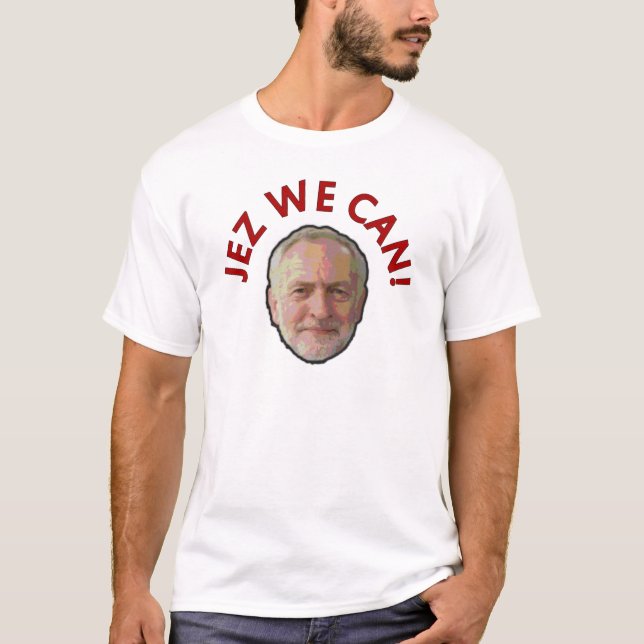 Camiseta Jeremy Corbyn JEZ NÓS PODEMOS! T branco (Frente)