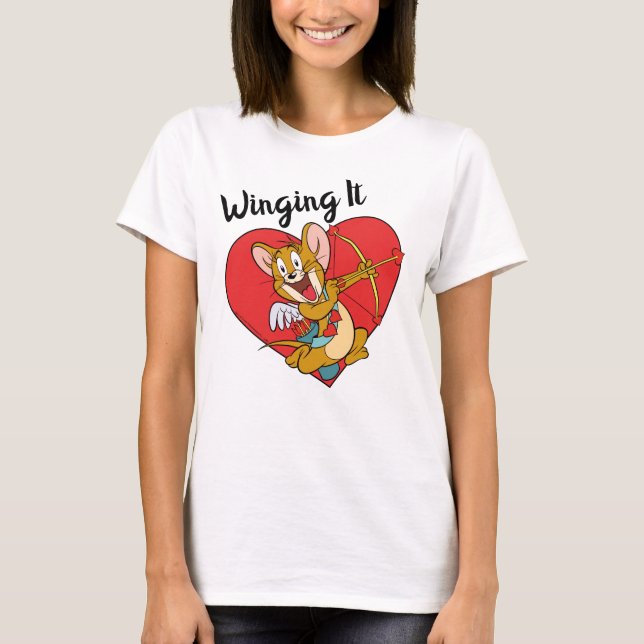 Camiseta Jerry Mouse Vestido como Namorados Cupido (Frente)